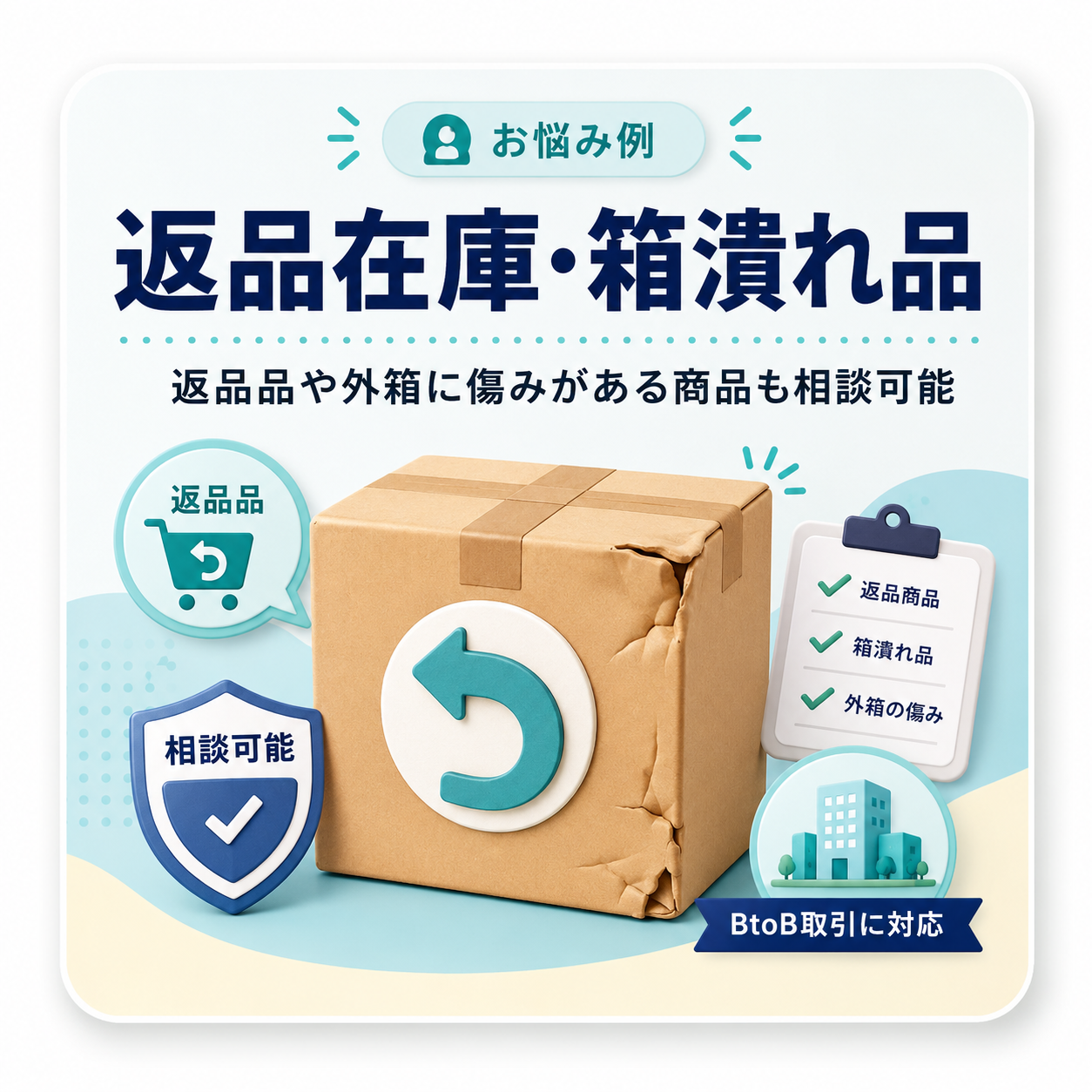 返品在庫・箱潰れ品のイメージ